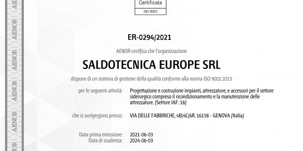 ISO 9001:2015 sertifikalı